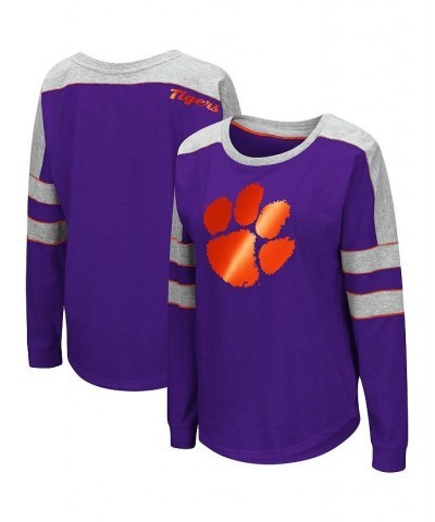 Women's Purple Clemson Tigers Trey Dolman Long Sleeve T-shirt Purple $19.78 Tops