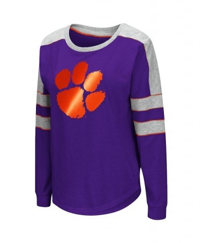 Women's Purple Clemson Tigers Trey Dolman Long Sleeve T-shirt Purple $19.78 Tops