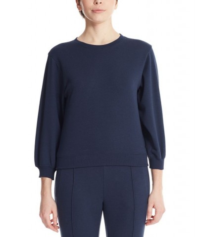 Marc New York Women's Performance 3/4 Puff Sleeve Pullover Top Blue $19.07 Tops