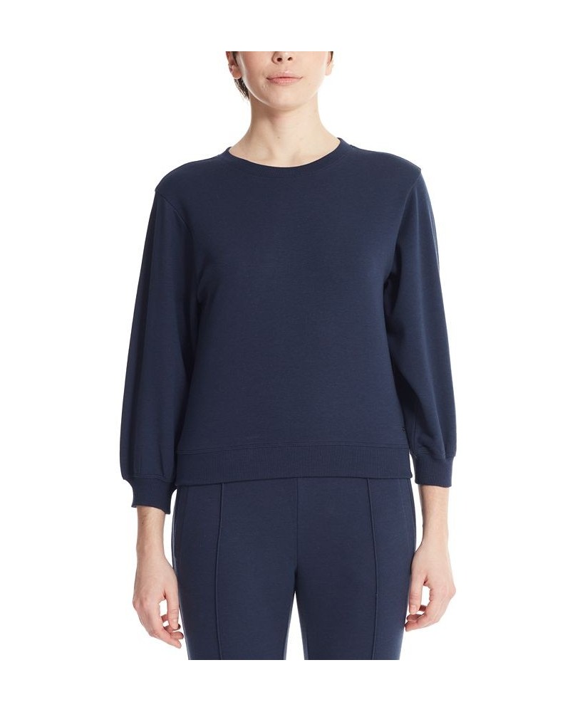 Marc New York Women's Performance 3/4 Puff Sleeve Pullover Top Blue $19.07 Tops