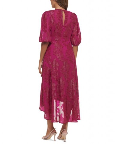 Petite Metallic Burnout Chiffon High-Low Hem Dress Boysenberry $47.00 Dresses