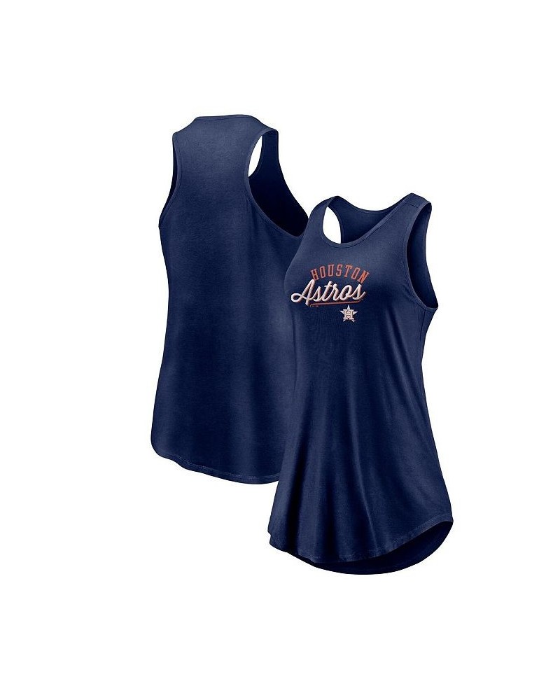 Women's Branded Navy Houston Astros Simplicity Swing Racerback Scoop Neck Tank Top Navy $21.19 Tops