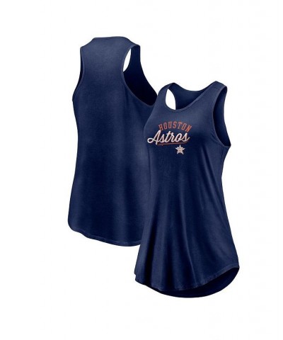 Women's Branded Navy Houston Astros Simplicity Swing Racerback Scoop Neck Tank Top Navy $21.19 Tops