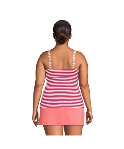 Women's Plus Size V-Neck Wrap Wireless Tankini Swimsuit Top Pink $49.26 Swimsuits