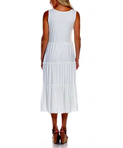 Maternity Plus Size Scoop Neck Tiered Midi Dress White $31.28 Dresses