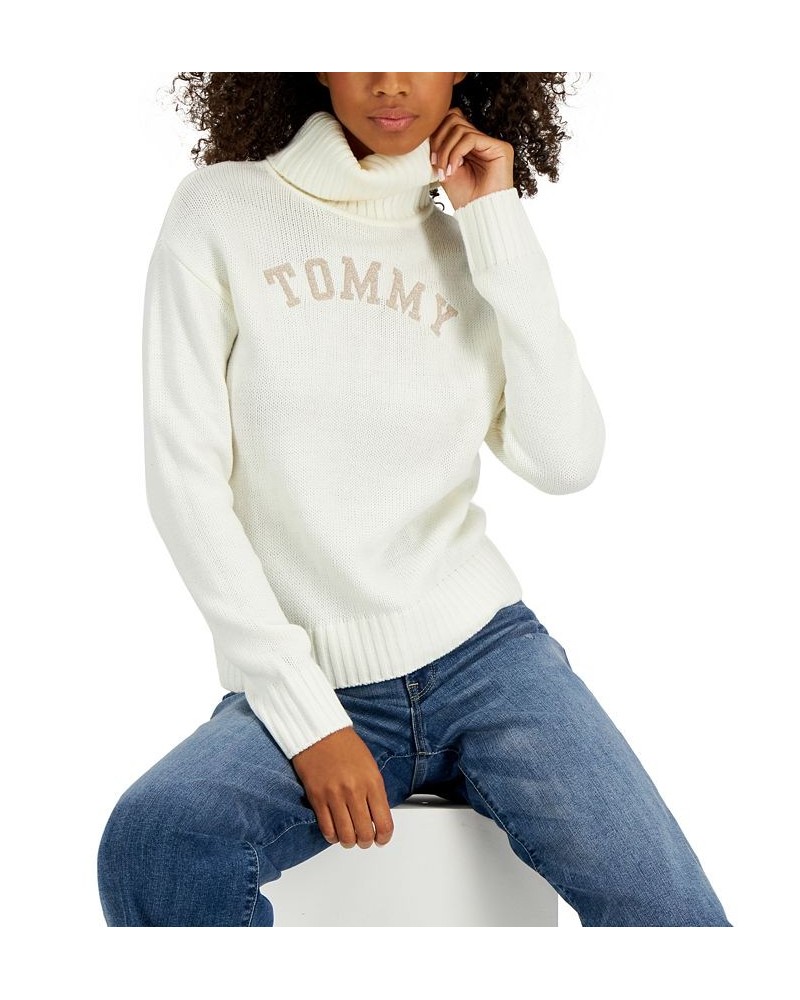 Women's Logo Turtleneck Sweater Ivory/Gold $33.60 Sweaters