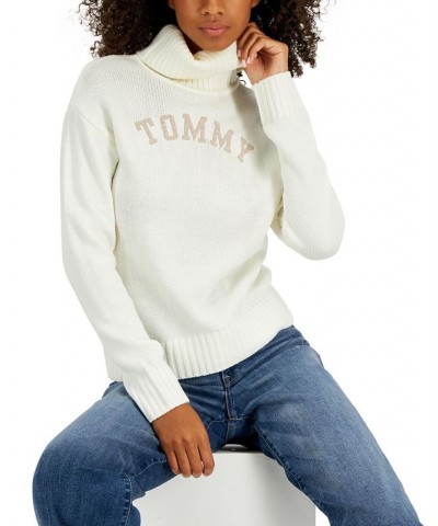 Women's Logo Turtleneck Sweater Ivory/Gold $33.60 Sweaters