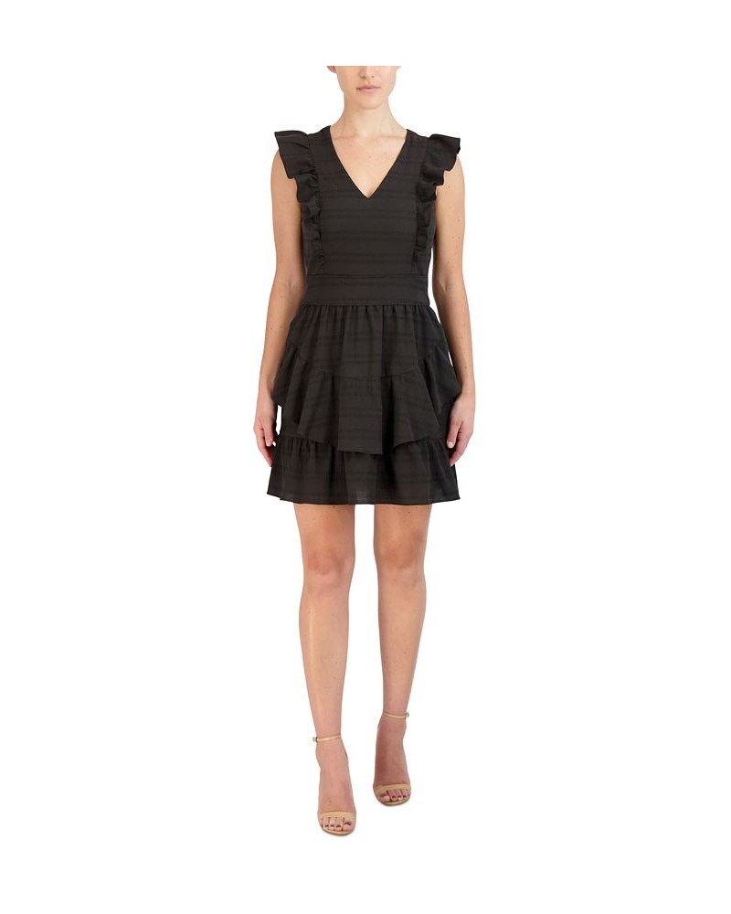 Women's Ruffled Tiered Sleeveless Fit & Flare Dress Black $40.28 Dresses