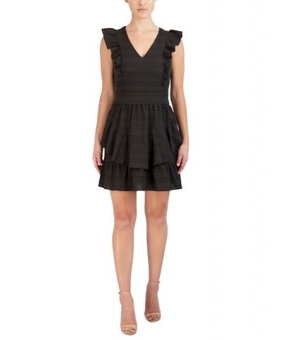 Women's Ruffled Tiered Sleeveless Fit & Flare Dress Black $40.28 Dresses