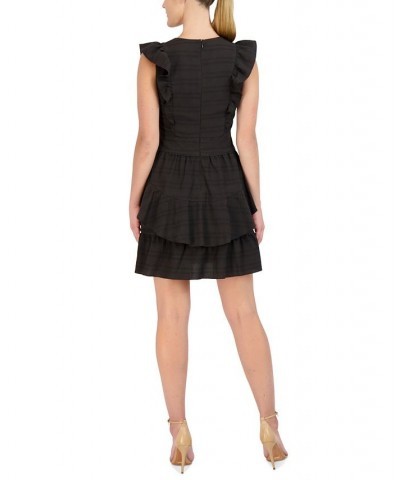 Women's Ruffled Tiered Sleeveless Fit & Flare Dress Black $40.28 Dresses