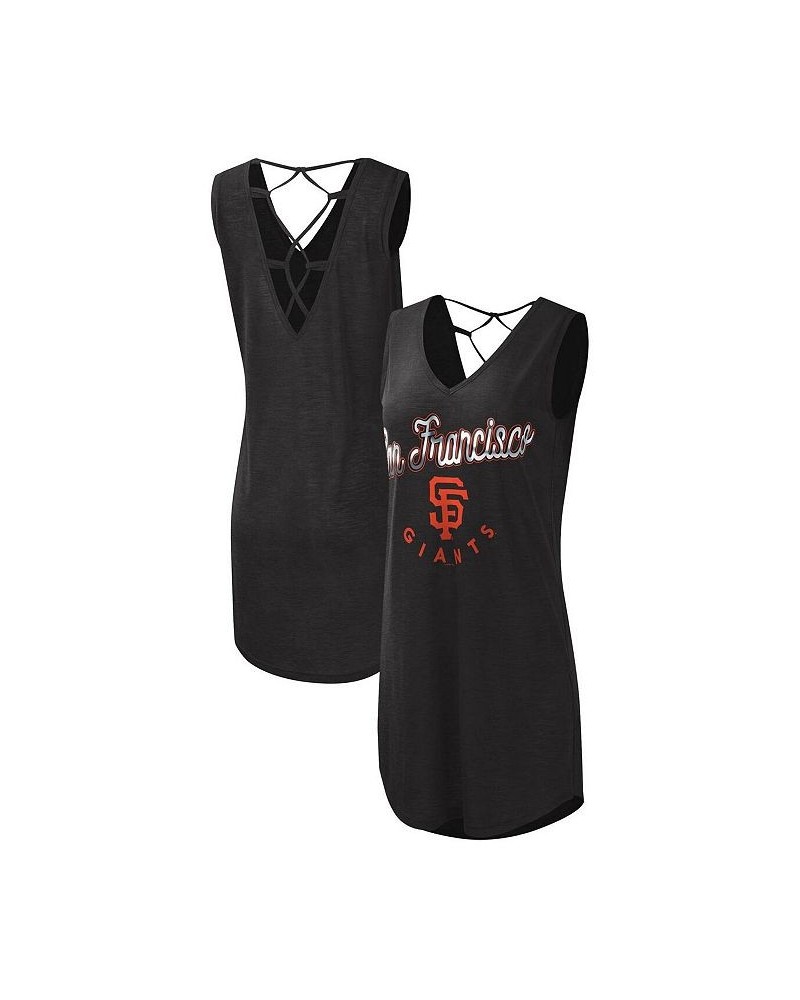 Women's Black San Francisco Giants Game Time Slub Beach V-Neck Cover-Up Dress Black $26.94 Swimsuits