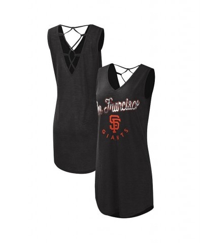 Women's Black San Francisco Giants Game Time Slub Beach V-Neck Cover-Up Dress Black $26.94 Swimsuits