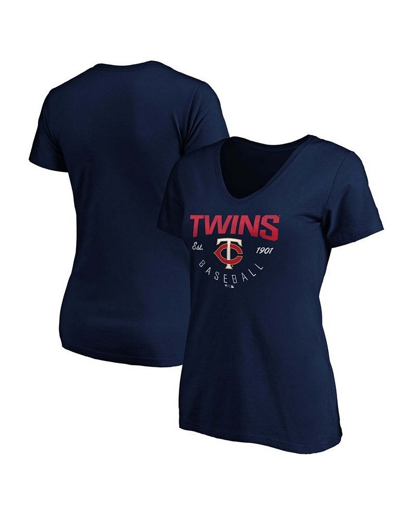 Women's Navy Minnesota Twins Live For It V-Neck T-shirt Navy $23.99 Tops