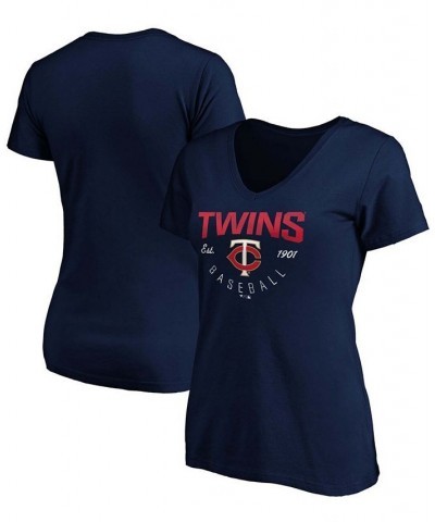 Women's Navy Minnesota Twins Live For It V-Neck T-shirt Navy $23.99 Tops