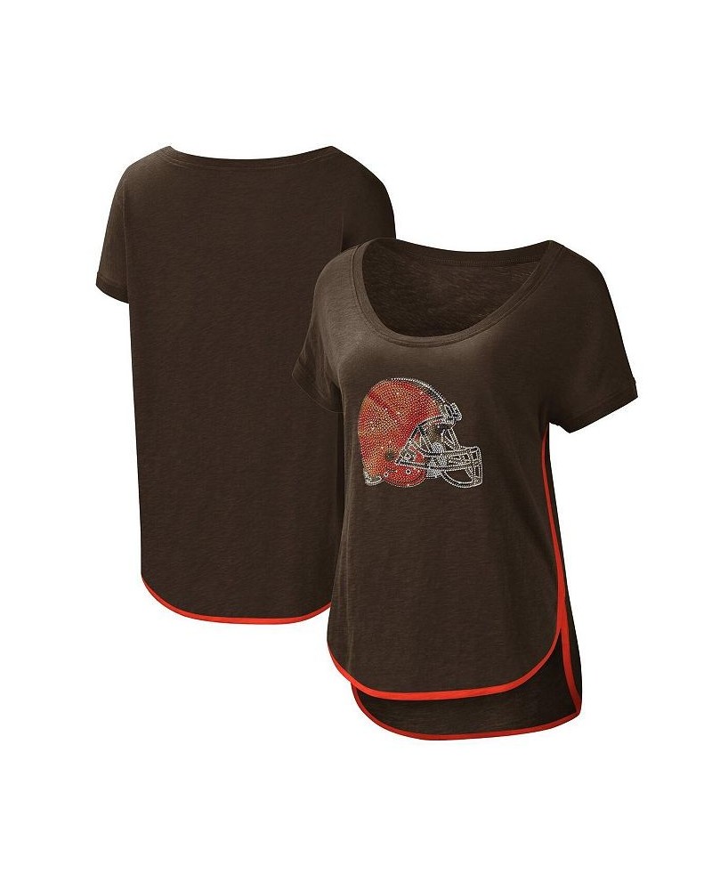 Women's Brown Cleveland Browns Rookie Scoop Neck T-shirt Brown $28.99 Tops