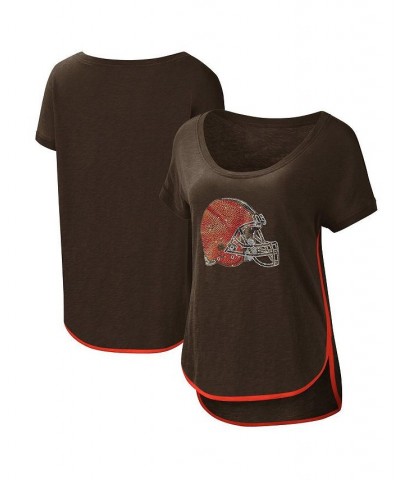 Women's Brown Cleveland Browns Rookie Scoop Neck T-shirt Brown $28.99 Tops