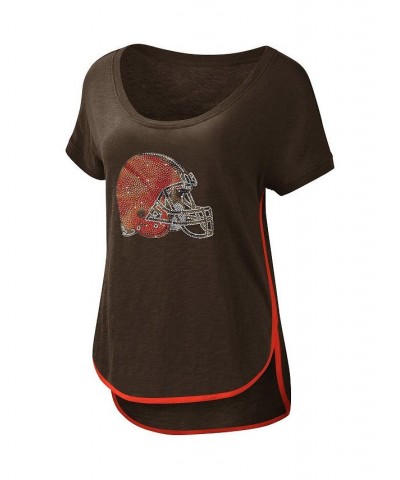 Women's Brown Cleveland Browns Rookie Scoop Neck T-shirt Brown $28.99 Tops