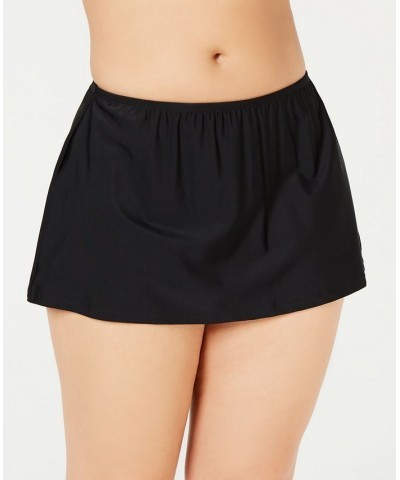 Plus Size Racerback Tankini Top & Swim Skirt Black $34.19 Swimsuits