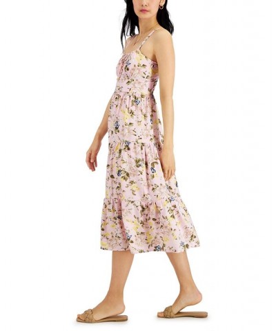 Printed Tiered Midi Dress Pink Carnation Combo $36.89 Dresses