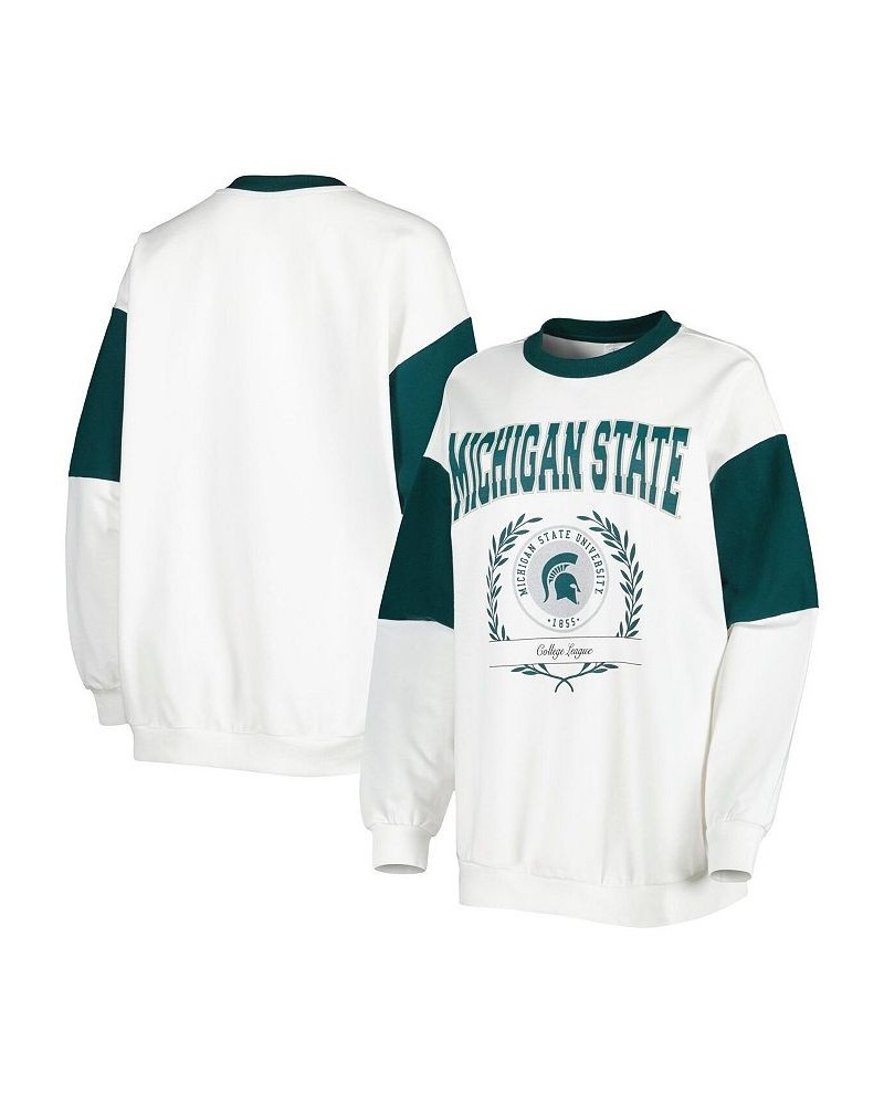 Women's White Michigan State Spartans It's A Vibe Dolman Pullover Sweatshirt White $28.60 Sweatshirts