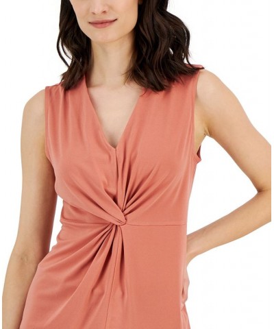 Women's Twist-Front Sleeveless Top Brown $16.96 Tops