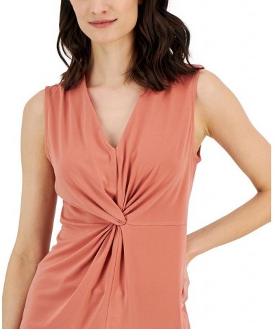 Women's Twist-Front Sleeveless Top Brown $16.96 Tops