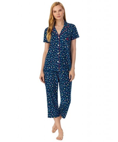 Women's Printed Capri Pajamas Set Navy Print $30.90 Sleepwear