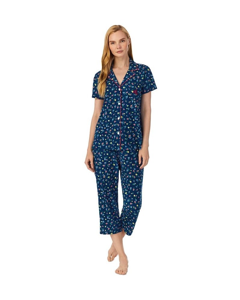 Women's Printed Capri Pajamas Set Navy Print $30.90 Sleepwear