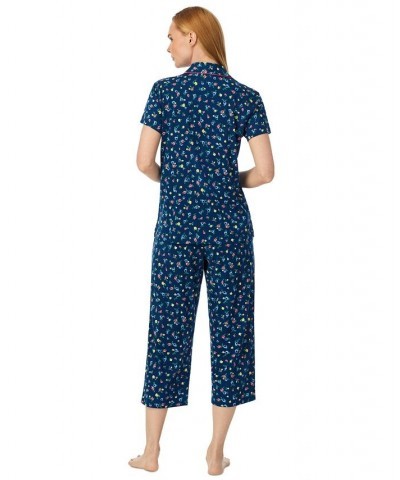 Women's Printed Capri Pajamas Set Navy Print $30.90 Sleepwear