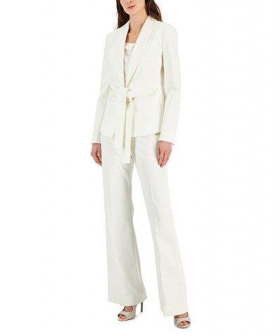 Women's Solid-Color Shawl-Collar Tie-Front Jacket Ivory $111.74 Jackets