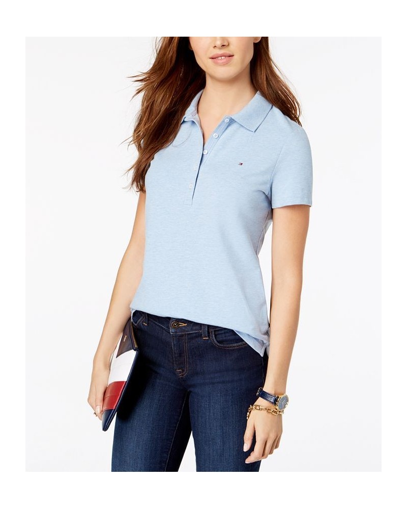 Women's Solid Short-Sleeve Polo Top Chambray $23.87 Tops