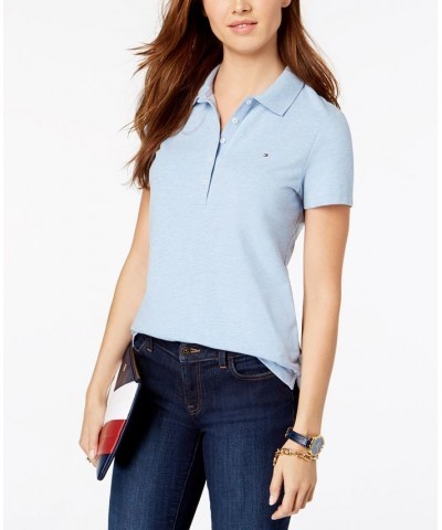 Women's Solid Short-Sleeve Polo Top Chambray $23.87 Tops