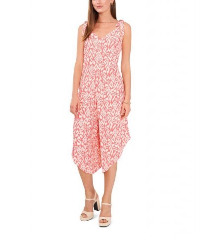 Women's Printed Tie Sleeveless Jumpsuit Lush Coral $54.45 Pants