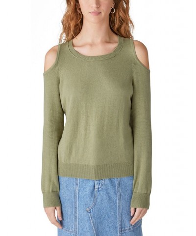 Women's Cold-Shoulder Long-Sleeve Sweater Green $26.28 Sweaters