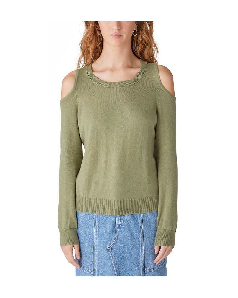 Women's Cold-Shoulder Long-Sleeve Sweater Green $26.28 Sweaters