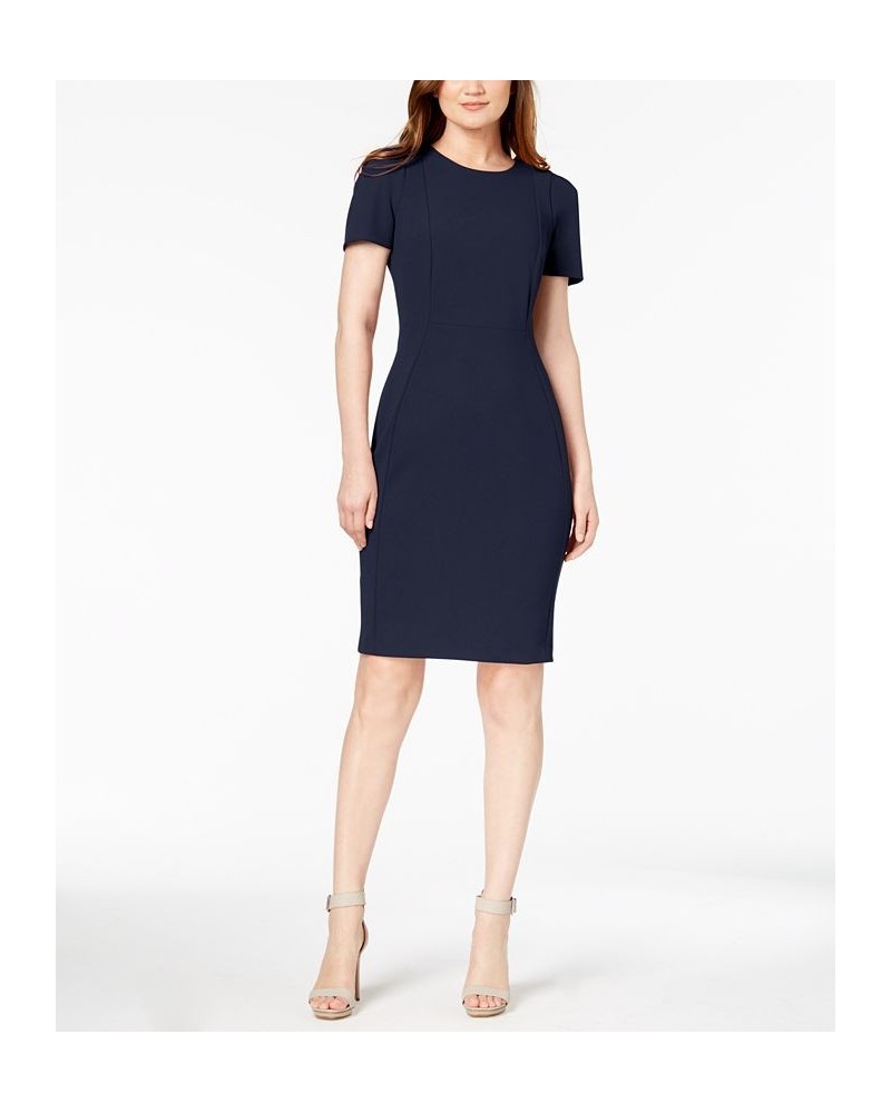 Petite Short-Sleeve Sheath Dress Blue $44.99 Dresses