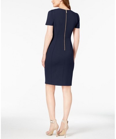 Petite Short-Sleeve Sheath Dress Blue $44.99 Dresses