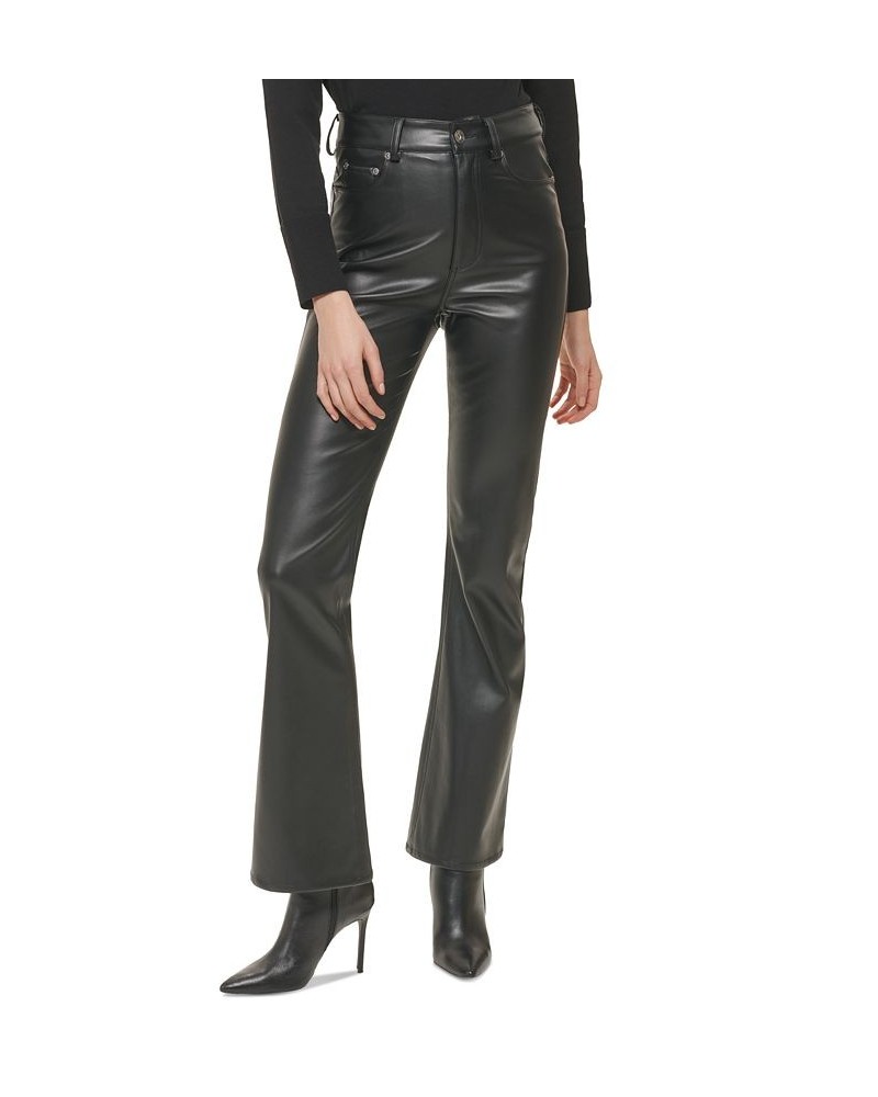 Women's Boreum Faux-Leather Flare Pants Black $52.47 Pants