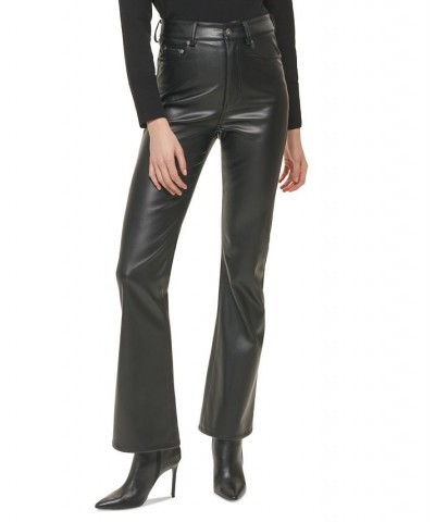 Women's Boreum Faux-Leather Flare Pants Black $52.47 Pants