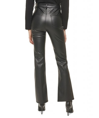 Women's Boreum Faux-Leather Flare Pants Black $52.47 Pants