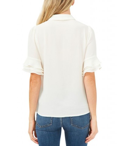 Ruffle-Sleeve Shirt White $33.18 Tops