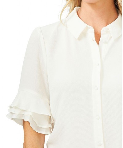 Ruffle-Sleeve Shirt White $33.18 Tops