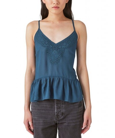 Embroidered Babydoll Camisole Blue $16.30 Tops