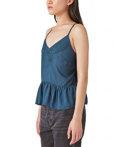 Embroidered Babydoll Camisole Blue $16.30 Tops