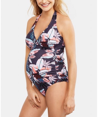 Beach Bump™ Smocked Waist Maternity One-Piece UPF 50+ Swimsuit Blue $27.54 Swimsuits