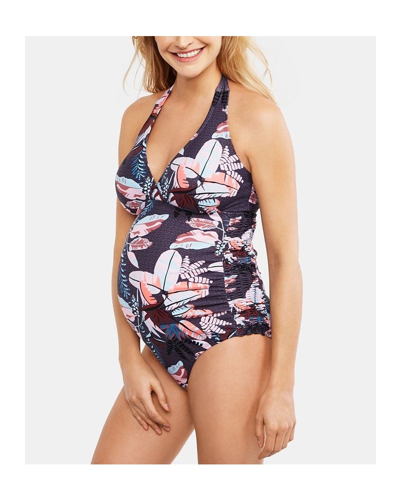 Beach Bump™ Smocked Waist Maternity One-Piece UPF 50+ Swimsuit Blue $27.54 Swimsuits