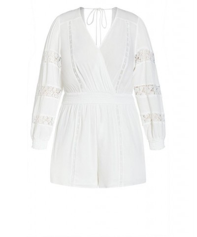 Trendy Plus Size Spirit V Wrap Romper Ivory $45.12 Shorts