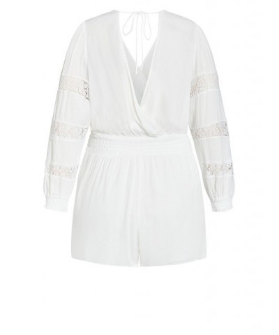 Trendy Plus Size Spirit V Wrap Romper Ivory $45.12 Shorts