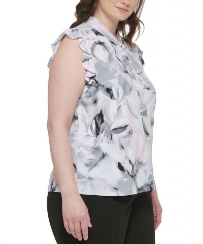 Plus Size Ruffled Tie-Neck Sleeveless Top Tin Multi $41.08 Tops