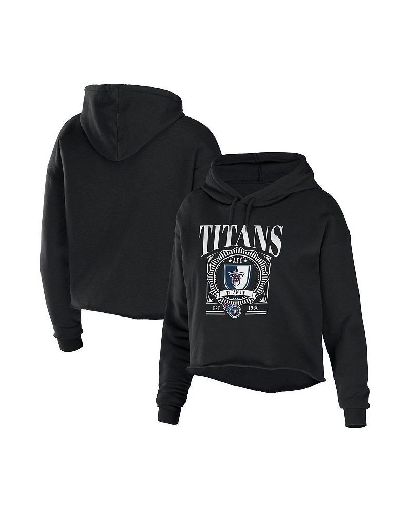 Women's Black Tennessee Titans Cropped Sponge Fleece Pullover Hoodie Black $36.50 Sweatshirts